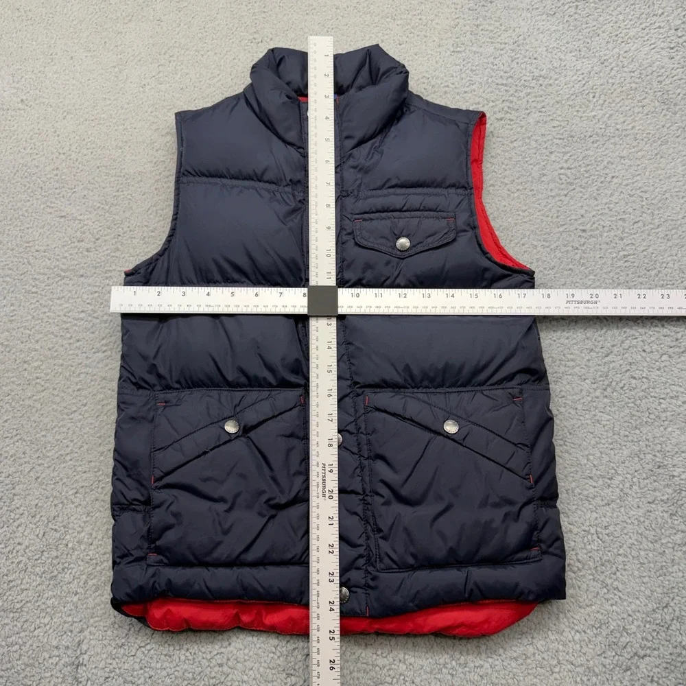 Lands End 392059 Kids Size Medium 10-12 Navy Blue Red Down Insulated Puffer Vest
